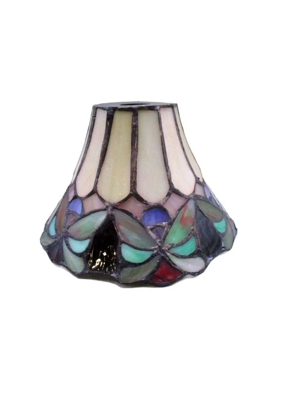 Vintage 1990s Tiffany Style Stained Glass Replacement Lamp Shade Floral 6
